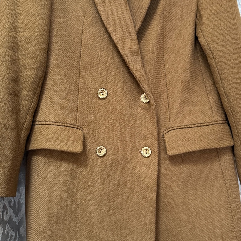 Zara Double-Breasted Tan Coat Medium - Picture 2 of 8